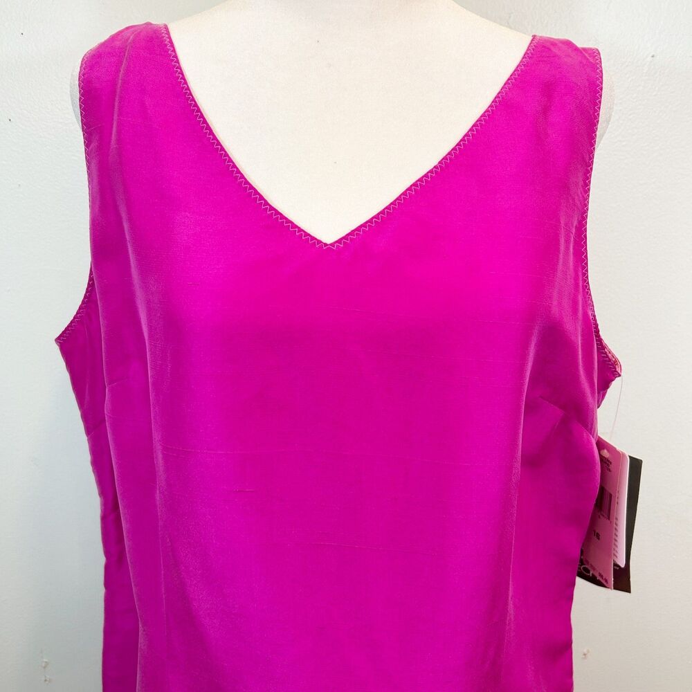 Evan Picone Hot Pink 100% Silk Sleeveless Dress Size 16 NWT Chic Career Event - Picture 2 of 12